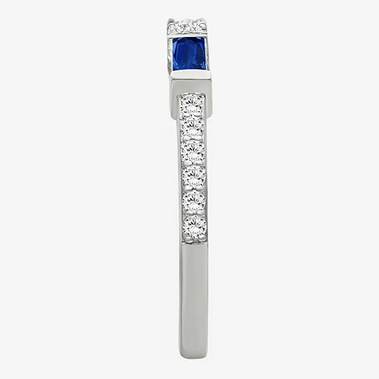 Womens 2MM Gemstone & 1/6 CT. T.W. Natural Diamond 10K Gold Band