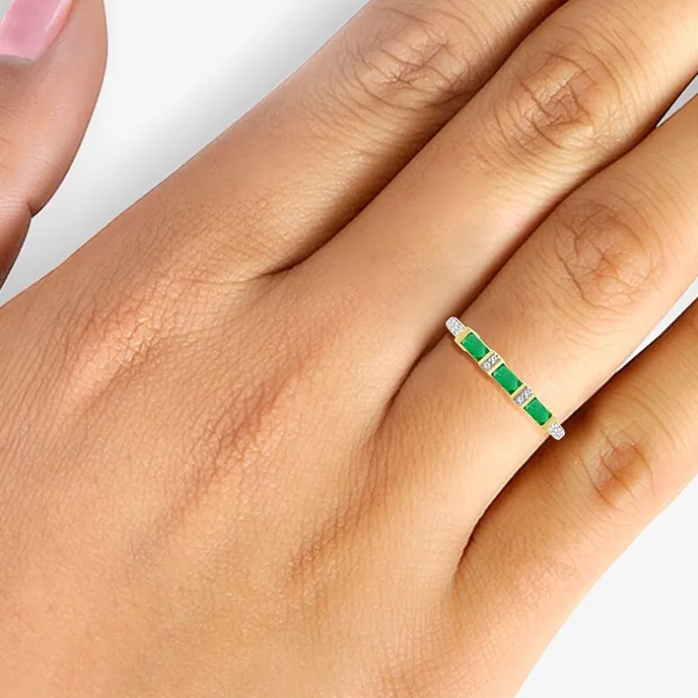 Womens 2MM Gemstone & 1/6 CT. T.W. Natural Diamond 10K Gold Band