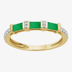 Womens 2MM Gemstone & 1/6 CT. T.W. Natural Diamond 10K Gold Band