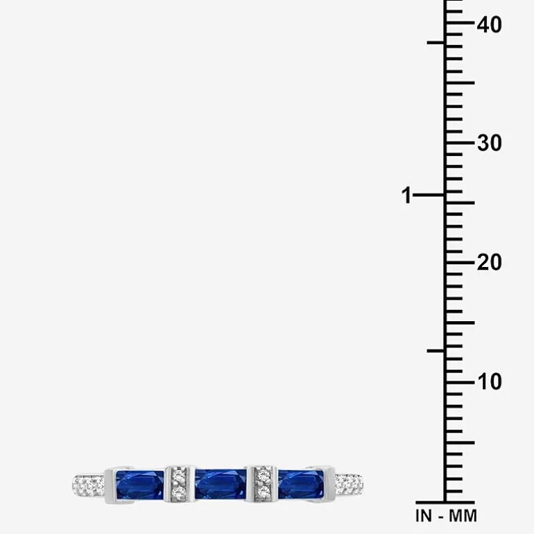 Womens 2MM Gemstone & 1/6 CT. T.W. Natural Diamond 10K Gold Band