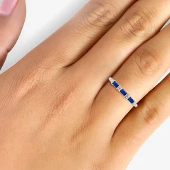 Womens 2MM Gemstone & 1/6 CT. T.W. Natural Diamond 10K Gold Band