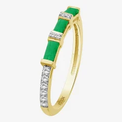 Womens 2MM Gemstone & 1/6 CT. T.W. Natural Diamond 10K Gold Band