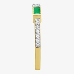 Womens 2MM Gemstone & 1/6 CT. T.W. Natural Diamond 10K Gold Band