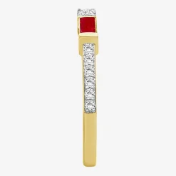 Womens 2MM Gemstone & 1/6 CT. T.W. Natural Diamond 10K Gold Band