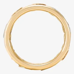 Womens 8.5MM 10K Tri-Color Gold Heart Round Band