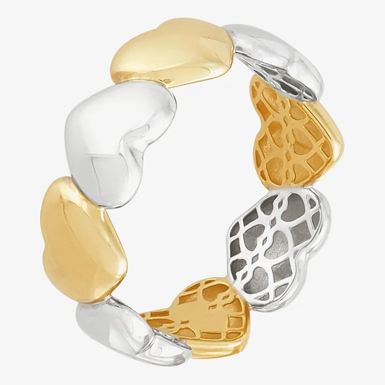 Womens 8.5MM 10K Two Tone Gold Heart Band