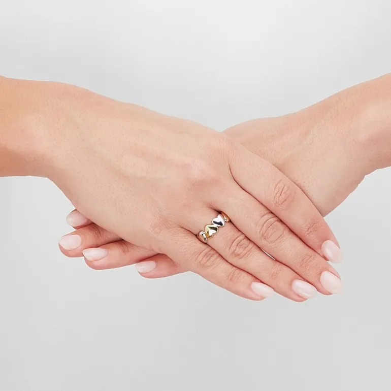 Womens 8.5MM 10K Two Tone Gold Heart Band