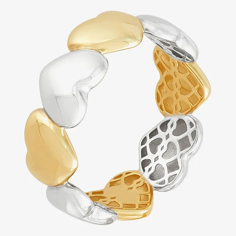 Womens 8.5MM 10K Two Tone Gold Heart Band