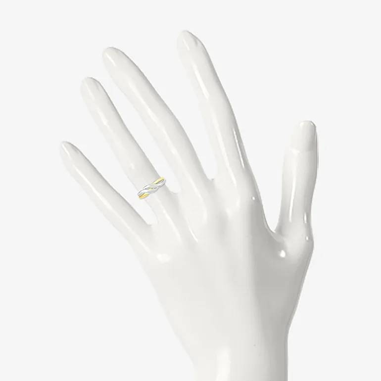 Womens 6MM 10K Two Tone Gold Round Band