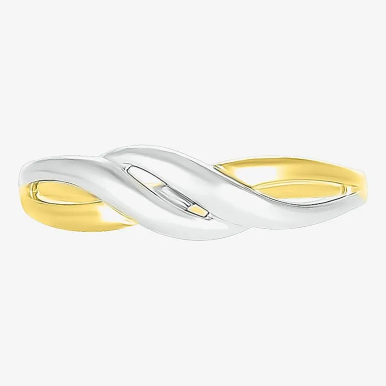 Womens 6MM 10K Two Tone Gold Round Band