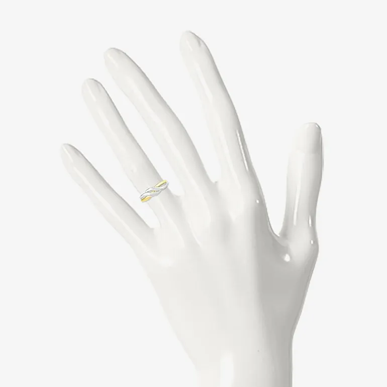 Womens 6MM 10K Two Tone Gold Round Band