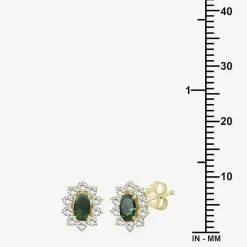 Womens Oval-cut Gemstone & 1/2 CT. T.W. Lab-Grown Diamond 10K Gold 9.4mm Stud Earrings