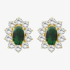 Womens Oval-cut Gemstone & 1/2 CT. T.W. Lab-Grown Diamond 10K Gold 9.4mm Stud Earrings