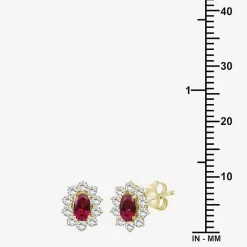 Womens Oval-cut Gemstone & 1/2 CT. T.W. Lab-Grown Diamond 10K Gold 9.4mm Stud Earrings