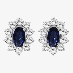 Womens Oval-cut Gemstone & 1/2 CT. T.W. Lab-Grown Diamond 10K Gold 9.4mm Stud Earrings