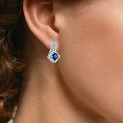 Womens 4-pc. Lab-Created Blue Sapphire & Cubic Zirconia Silver Over Brass Jewelry Set