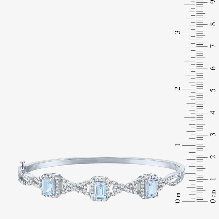 Womens 4-pc. Simulated Aquamarine & Cubic Zirconia Silver Over Brass Jewelry Set