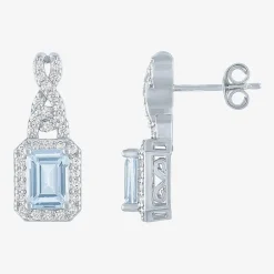 Womens 4-pc. Simulated Aquamarine & Cubic Zirconia Silver Over Brass Jewelry Set
