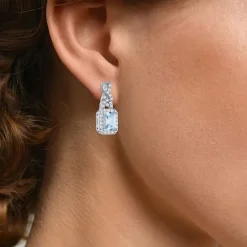 Womens 4-pc. Simulated Aquamarine & Cubic Zirconia Silver Over Brass Jewelry Set