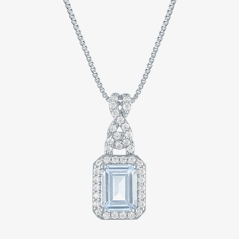 Womens 4-pc. Simulated Aquamarine & Cubic Zirconia Silver Over Brass Jewelry Set
