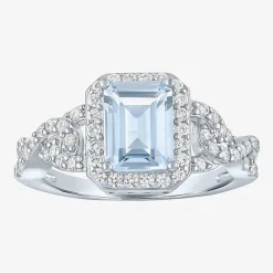 Womens 4-pc. Simulated Aquamarine & Cubic Zirconia Silver Over Brass Jewelry Set
