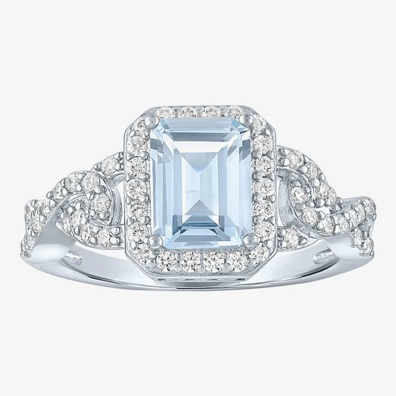 Womens 4-pc. Simulated Aquamarine & Cubic Zirconia Silver Over Brass Jewelry Set