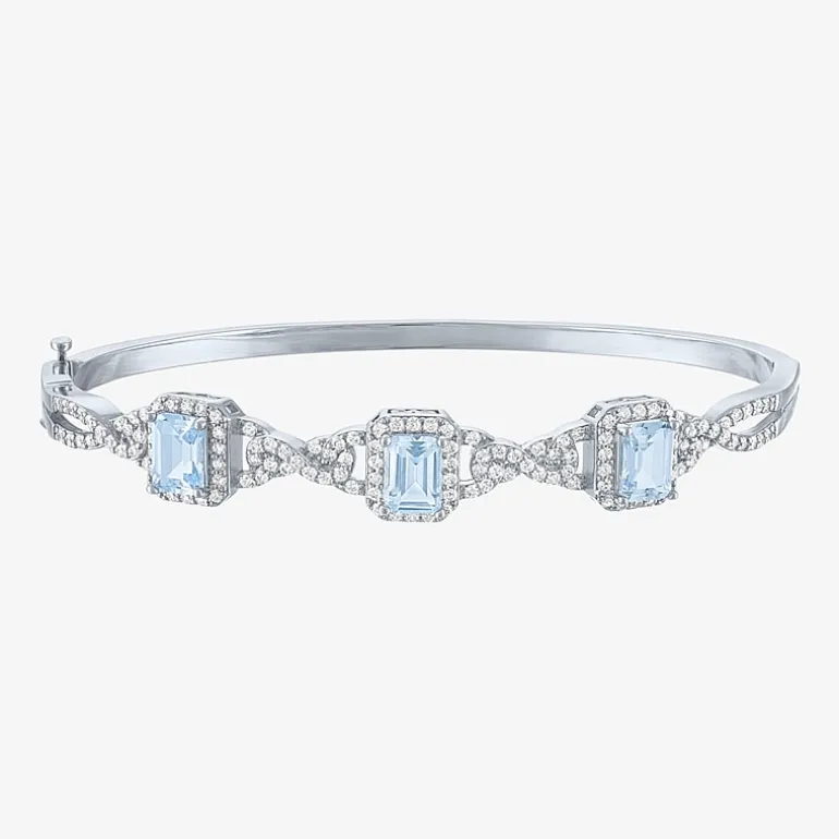 Womens 4-pc. Simulated Aquamarine & Cubic Zirconia Silver Over Brass Jewelry Set
