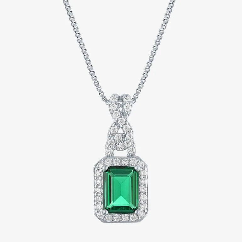 Womens 4-pc. Simulated Emerald & Cubic Zirconia Silver Over Brass Jewelry Set