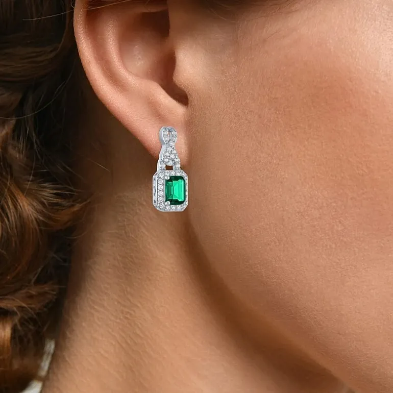 Womens 4-pc. Simulated Emerald & Cubic Zirconia Silver Over Brass Jewelry Set