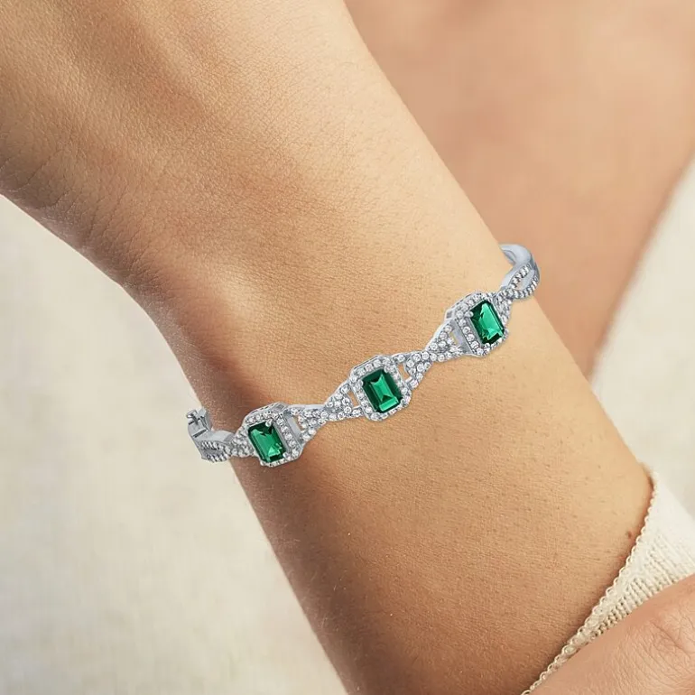 Womens 4-pc. Simulated Emerald & Cubic Zirconia Silver Over Brass Jewelry Set