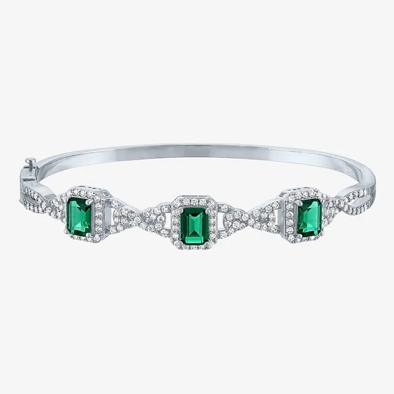 Womens 4-pc. Simulated Emerald & Cubic Zirconia Silver Over Brass Jewelry Set