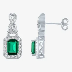 Womens 4-pc. Simulated Emerald & Cubic Zirconia Silver Over Brass Jewelry Set