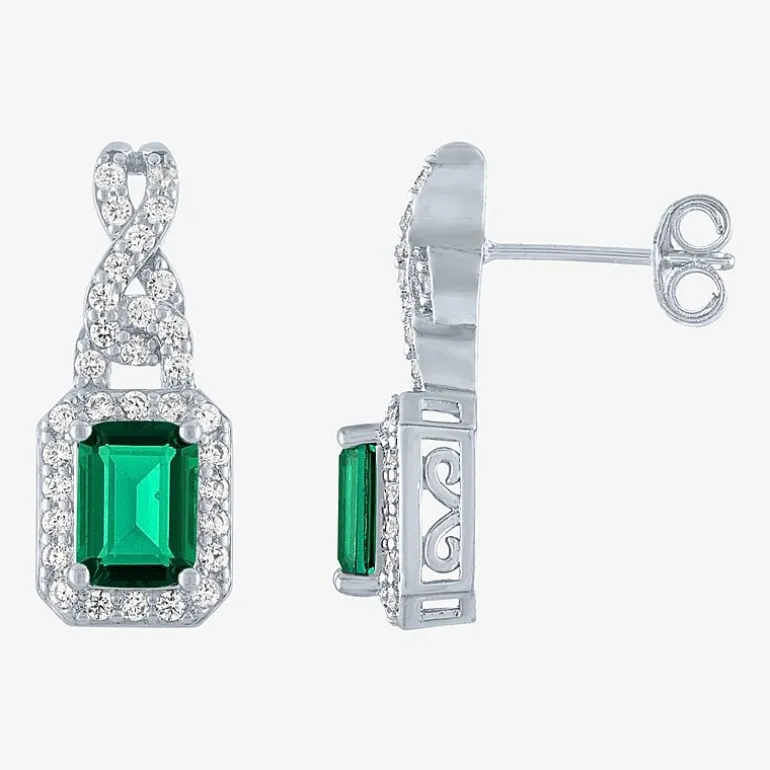 Womens 4-pc. Simulated Emerald & Cubic Zirconia Silver Over Brass Jewelry Set