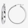 Womens Sterling Silver 31mm Round Hoop Earrings