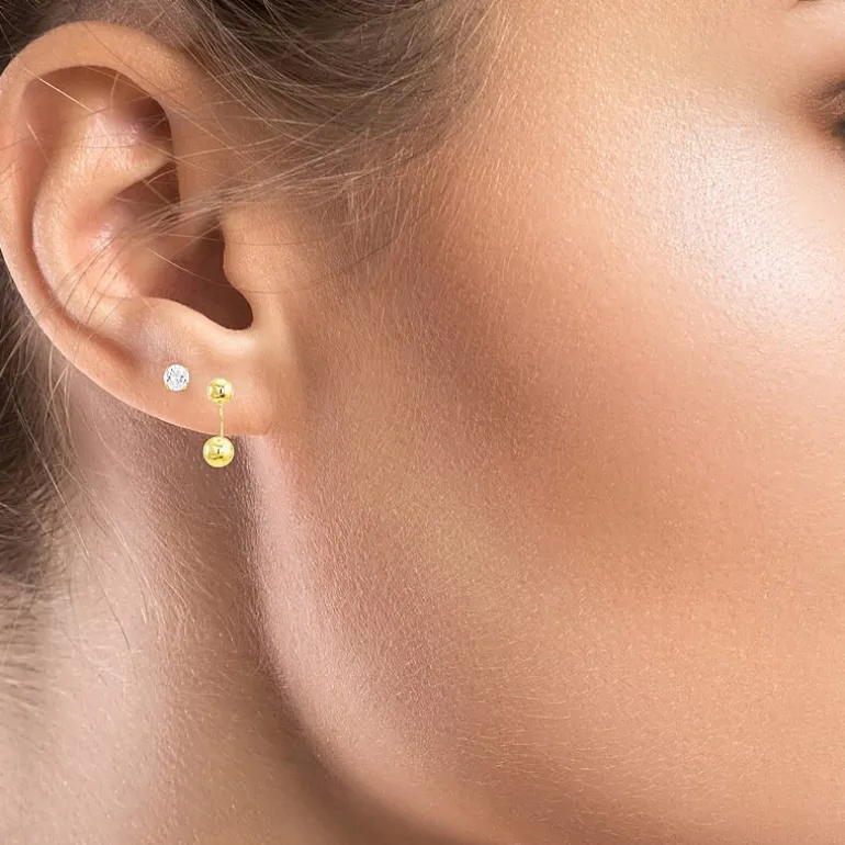 Womens White Cubic Zirconia 10K Gold 2 Pair Earring Set