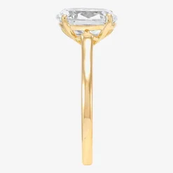 Womens White Cubic Zirconia 10K Gold Oval Solitaire Cocktail Ring