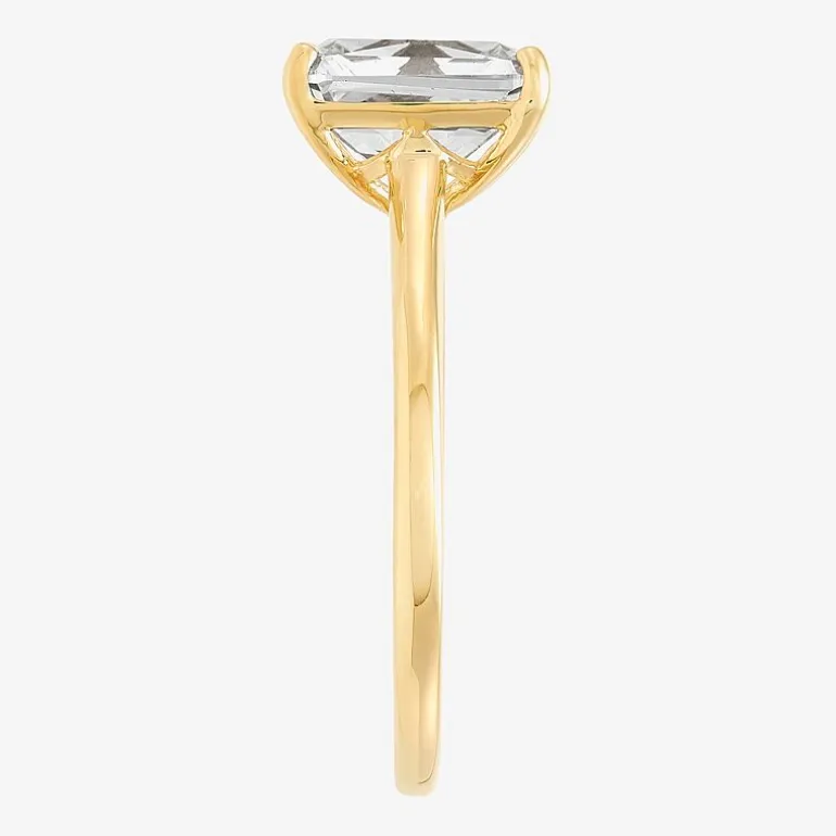 Womens White Cubic Zirconia 10K Gold Solitaire Cocktail Ring