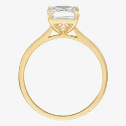 Womens White Cubic Zirconia 10K Gold Solitaire Cocktail Ring