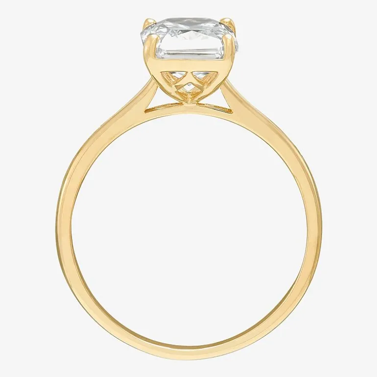 Womens White Cubic Zirconia 10K Gold Solitaire Cocktail Ring