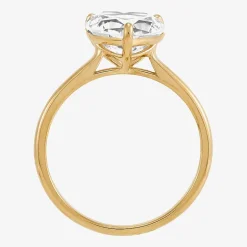 Womens White Cubic Zirconia 10K Gold Heart Solitaire Cocktail Ring