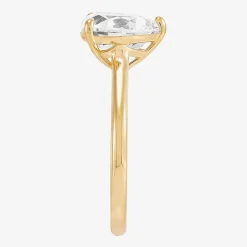 Womens White Cubic Zirconia 10K Gold Heart Solitaire Cocktail Ring