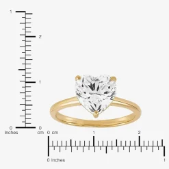 Womens White Cubic Zirconia 10K Gold Heart Solitaire Cocktail Ring