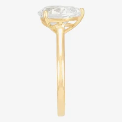 Womens White Cubic Zirconia 10K Gold Pear Solitaire Cocktail Ring