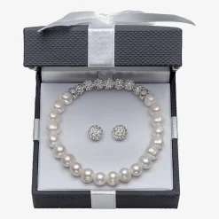 Womens White Cultured Freshwater Pearl Sterling Silver 2-pc. Jewelry Set