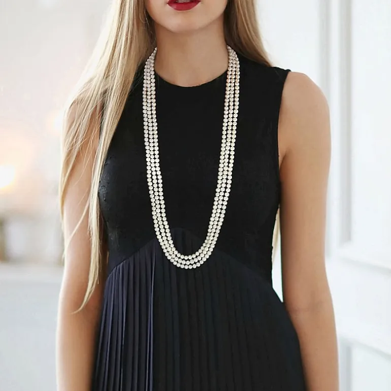 Womens White 100 Inch Strand Necklace