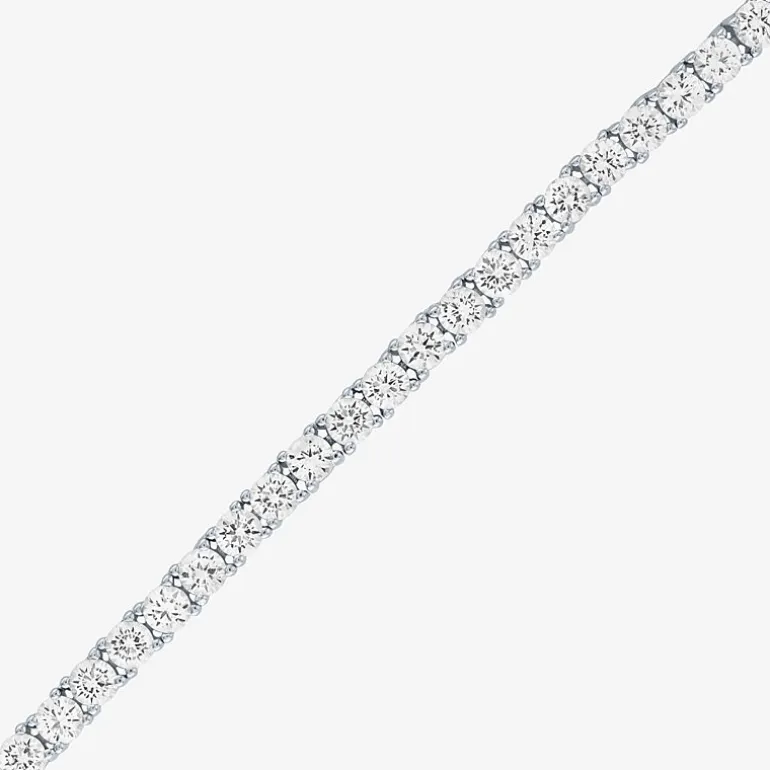 Womens White Sapphire Sterling Silver 18 Inch Tennis Necklace