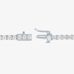 Womens White Sapphire Sterling Silver 18 Inch Tennis Necklace