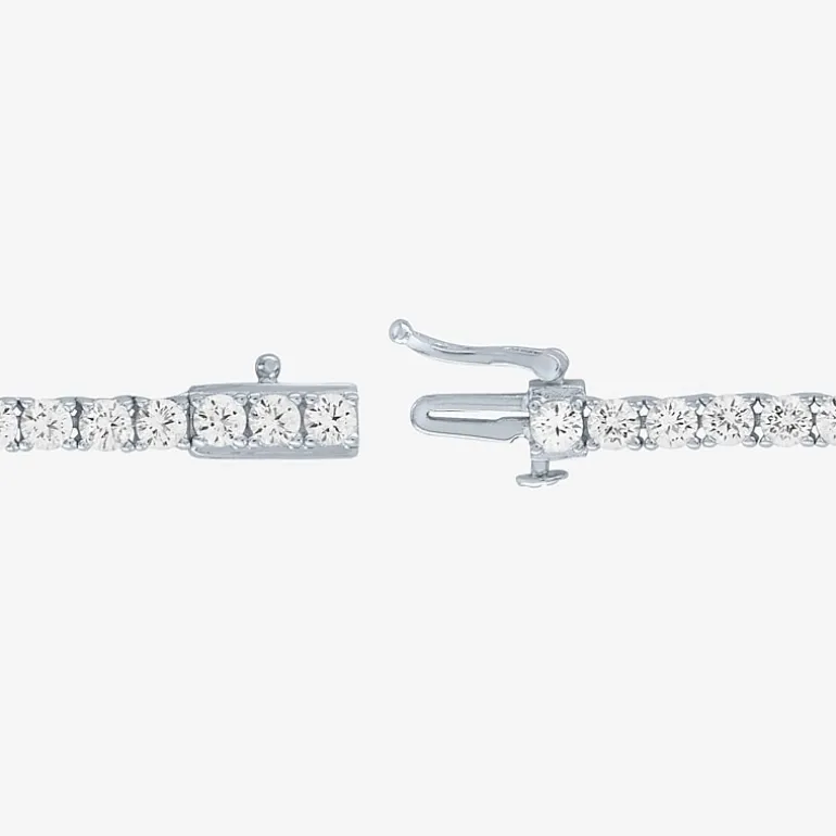 Womens White Sapphire Sterling Silver 18 Inch Tennis Necklace