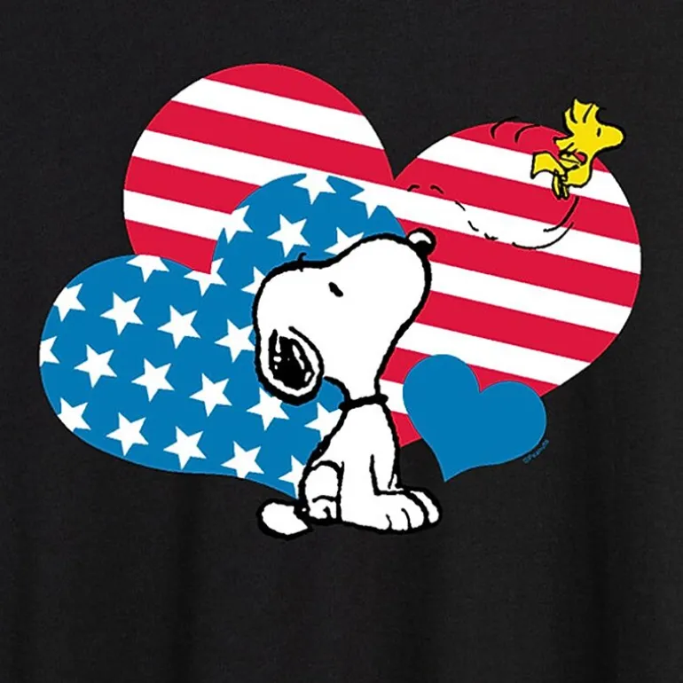 Woodstock Heart Flag Womens Juniors Crew Neck Short Sleeve Oversized Peanuts Snoopy Graphic T-Shirt