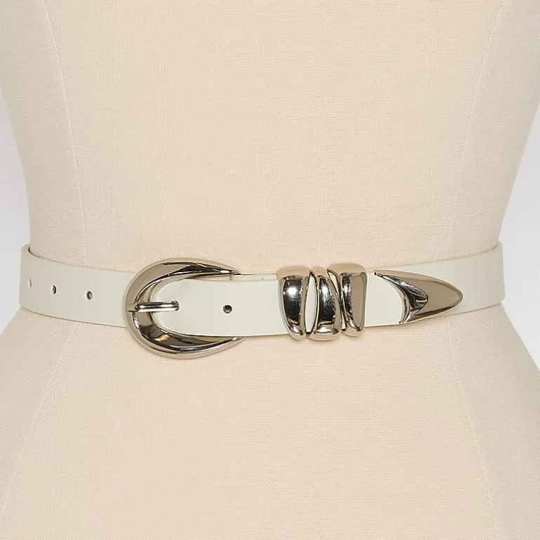 Worthington Oval Buckle Pant Belt With Triple Keeper Womens Belt